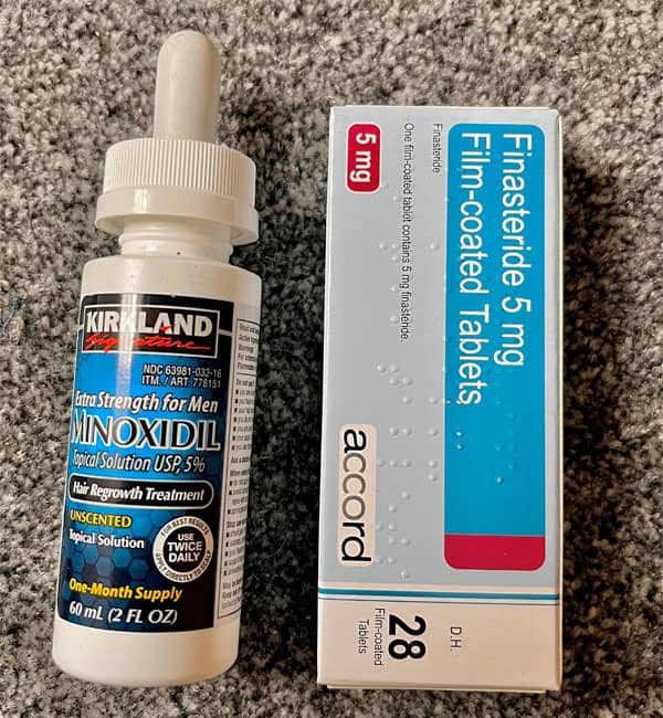 Minoxidil and Finasteride medication from The Hair Clinic